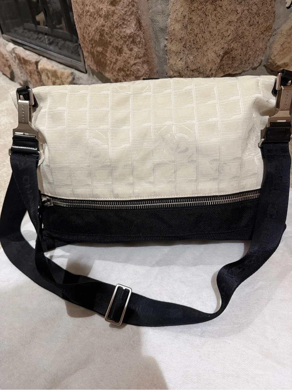 COA include CHANEL Cream and Black Messenger Bag with CC Patch